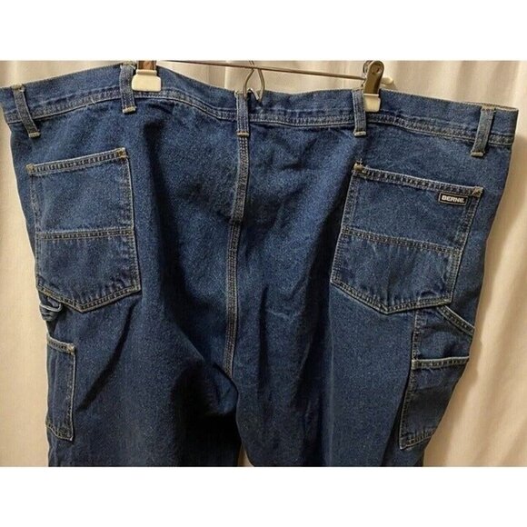 BERNE Carpenter Jean Men 52X30 Cotton Flat Front Dark Wash Straight Cut - Picture 2 of 11